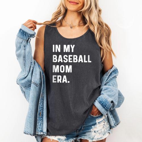 In My Baseball Mom Era Son Baseball Player Pitcher Catcher Comfort Colors Tank Top - Sportilla