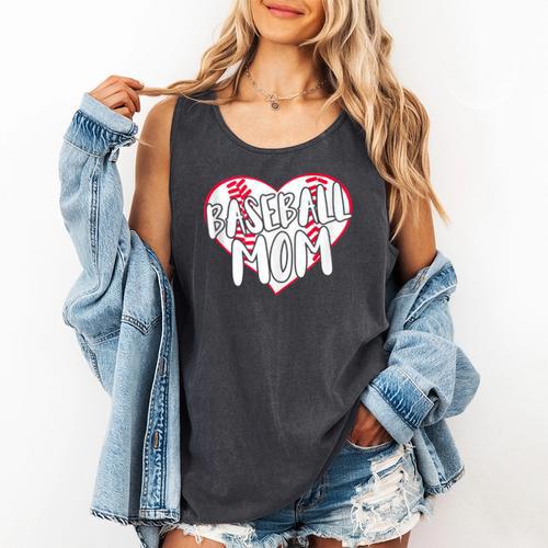 Baseball Mom Heart Comfort Colors Tank Top - Sportilla