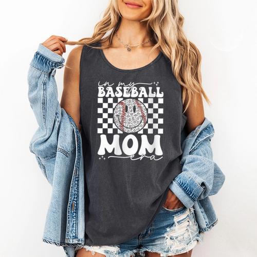 In My Baseball Mom Mama Era Leopard Mom Baseball Comfort Colors Tank Top - Sportilla