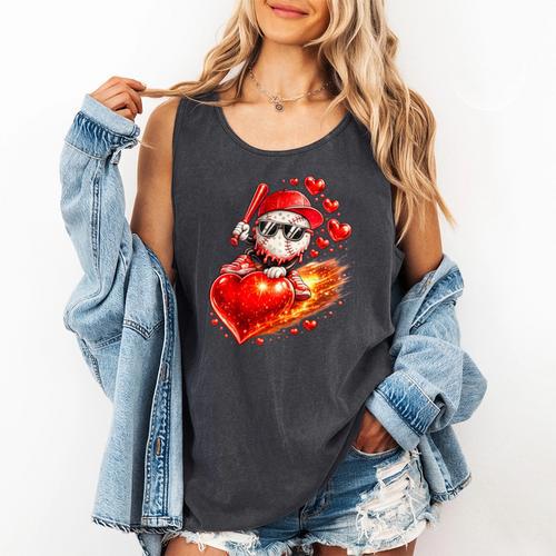 Baseball Valentine's Day Drip Ice Cream Team Comfort Colors Tank Top - Sportilla