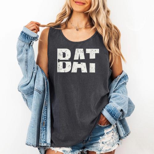 Cool Bat Dad Baseball Tee Women Kids Comfort Colors Tank Top - Sportilla
