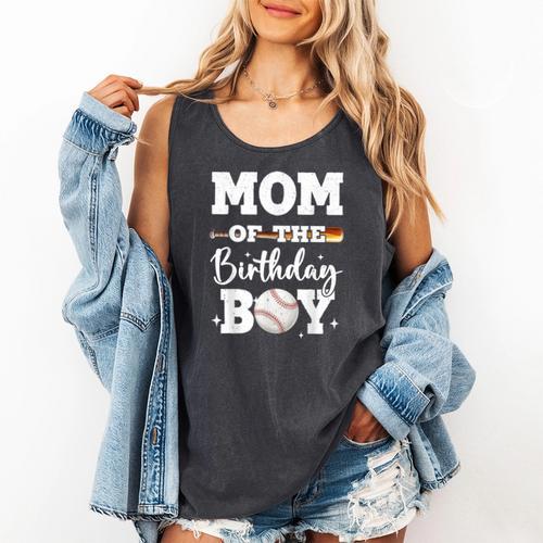 Mom Of The Birthday Boy Baseball Bday Family Comfort Colors Tank Top - Sportilla