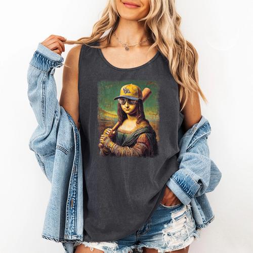 Mona Lisa Baseball Trending Aesthetic Streetwear Comfort Colors Tank Top - Sportilla
