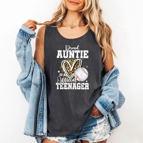 Proud Auntie Of An Official Teenager 13th Birthday Baseball Comfort Colors Tank Top - Sportilla