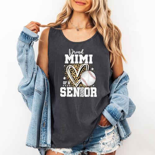 Proud Mimi Of A 2026 Senior Baseball Graduation Leopard Comfort Colors Tank Top - Sportilla