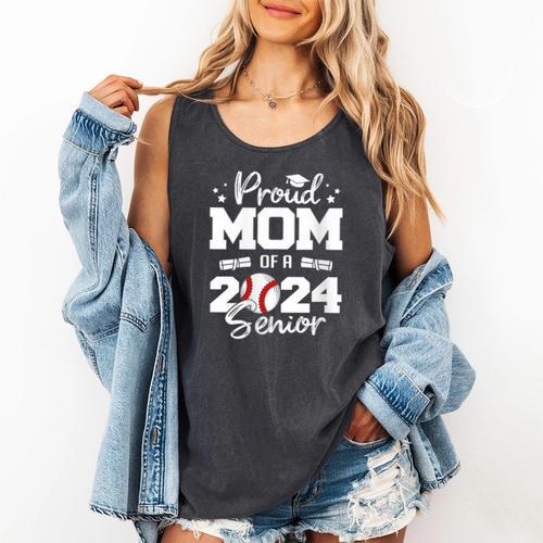 Proud Mom Of a 2024 Senior Baseball Mom 2024 Graduate Comfort Colors Tank Top - Sportilla