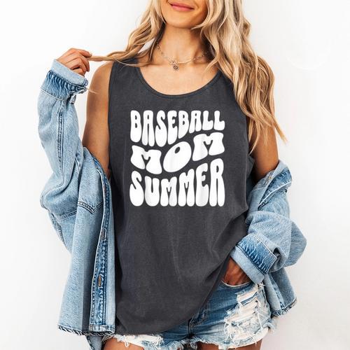 Retro Baseball Mom Summer Groovy Appreciation Comfort Colors Tank Top - Sportilla