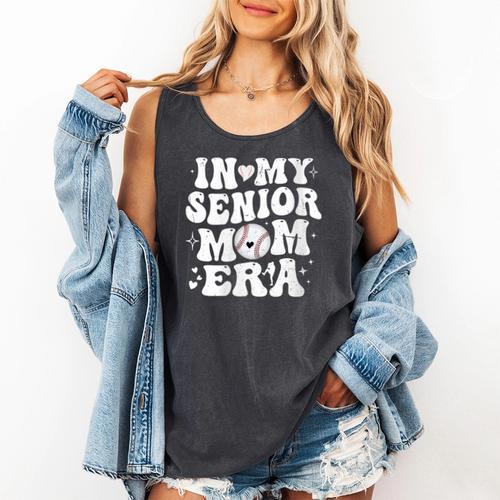In My Senior Mom Era Class Of 2024 Groovy Baseball Mom Life Comfort Colors Tank Top - Sportilla