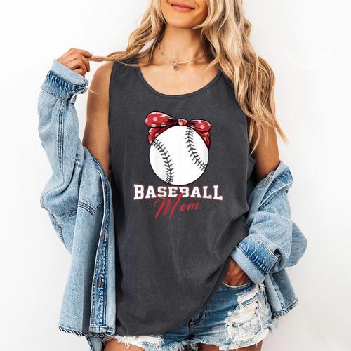 Softball Baseball Mom Floral Tee Mother's Day Comfort Colors Tank Top - Sportilla