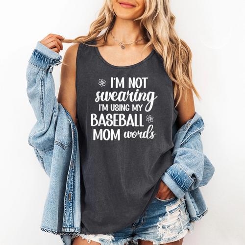 Using Baseball Mom Words Swearing Baseball Mom Sweary Comfort Colors Tank Top - Sportilla