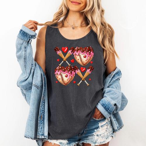 Valentines Day Drip Heart Baseball XOXO Boys Kids Men Sport Comfort Colors Tank Top - Sportilla