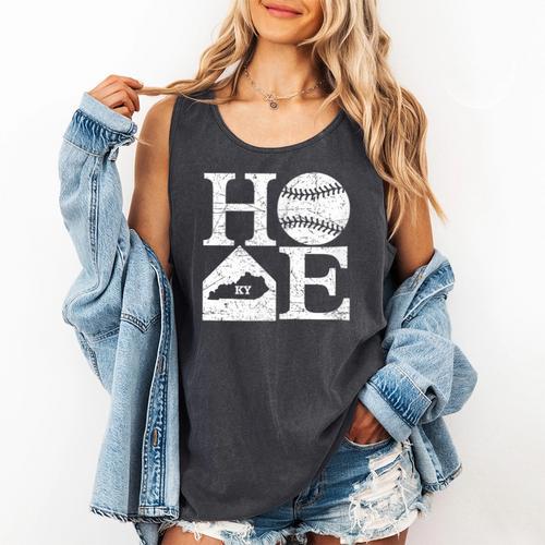 Vintage Baseball Home Kentucky State Outline Baseball Mom Comfort Colors Tank Top - Sportilla