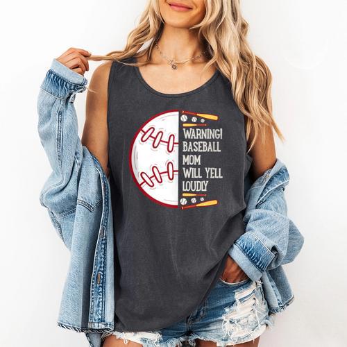 Warning Baseball Mom Will Yell Loudly Comfort Colors Tank Top - Sportilla