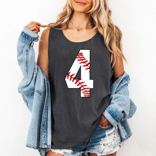 4 Laces 4th Birthday Boy Four Years Baseball Mom T-Shirt Comfort Colors Tank Top - Sportilla