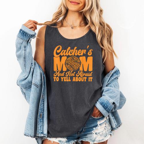 Baseball Mom Catcher's Mom Leopard Softball Mom Comfort Colors Tank Top - Sportilla