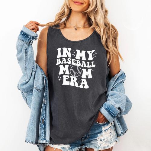 In My Baseball Mom Era Retro Groovy Comfort Colors Tank Top - Sportilla