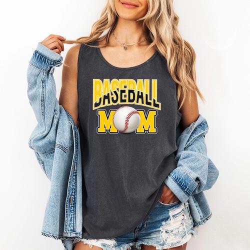 Baseball Mom Sports Mom Yellow Comfort Colors Tank Top - Sportilla