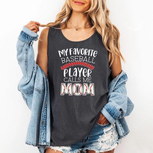 My Favorite Player Calls Me Mom Baseball Mom Comfort Colors Tank Top - Sportilla