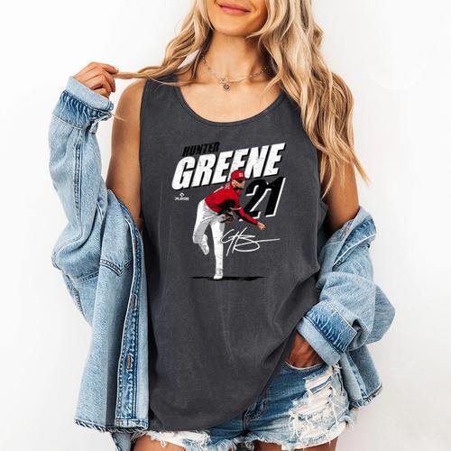 Hunter Greene Cincinnati MLB Baseball Players MLBHGR204M Comfort Colors Tank Top - Sportilla