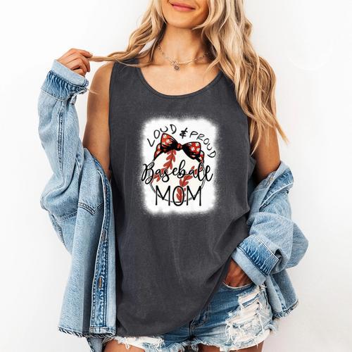 Loud Proud Baseball Mom Mommy Premium Comfort Colors Tank Top - Sportilla