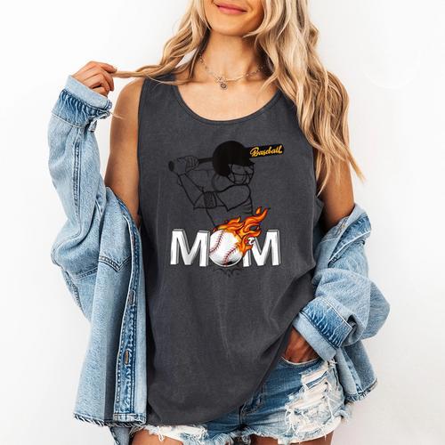 Proud Baseball MOM Sports & Softball Nostalgia Comfort Colors Tank Top - Sportilla