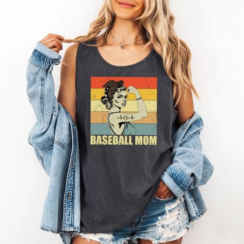 Retro Baseball Mom Sport Lover Vintage Comfort Colors Tank Top - Sportilla