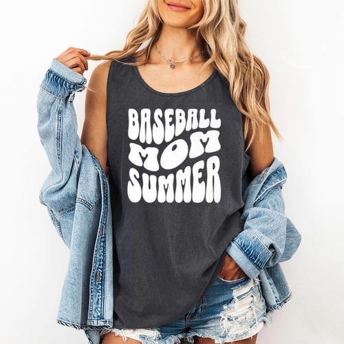 Retro Baseball Mom Summer Groovy Appreciation Premium Comfort Colors Tank Top - Sportilla