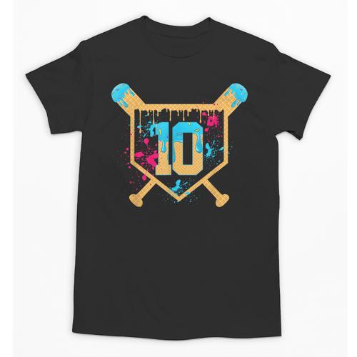 10 Years Old 10th Birthday Baseball Ice Cream Dripping Boys Unisex T-Shirt - Sportilla