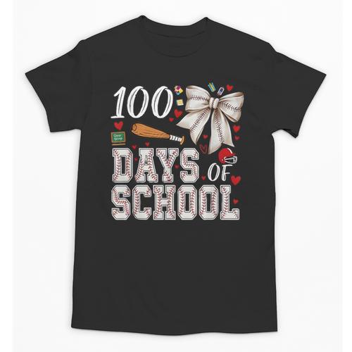 100 Days Of School Baseball 100th Day Of School Coquette Bow Unisex T-Shirt - Sportilla