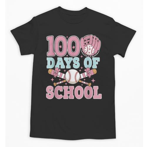 100 Days Of School Baseball 100th Day Of School Girls Unisex T-Shirt - Sportilla