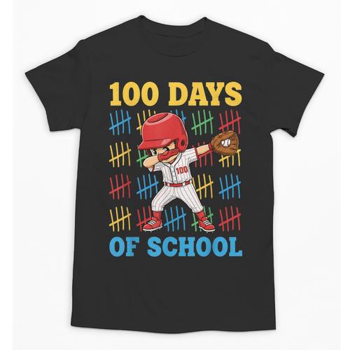 100 Days Of School Baseball Bat 100th Day Of School Boys Unisex T-Shirt - Sportilla