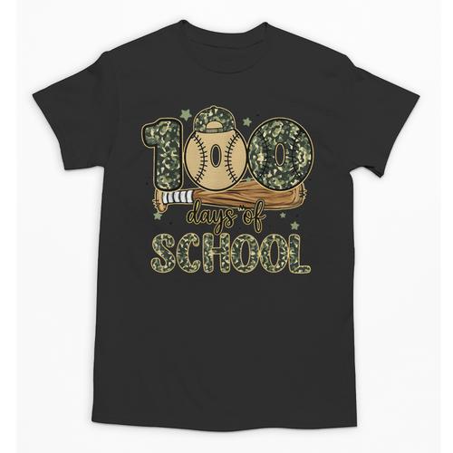 100 Days Of School Baseball Camo Boys Kids 100th Day Unisex T-Shirt - Sportilla