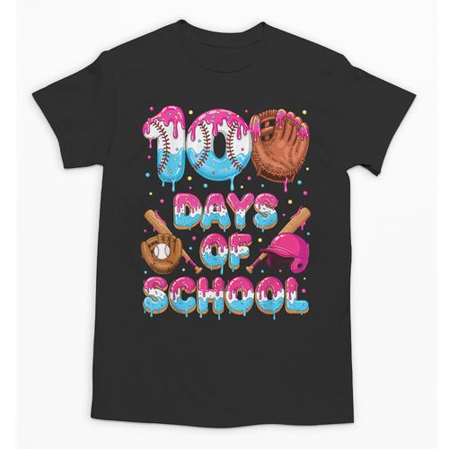 100 Days Of School Baseball Donut Dripping Teacher Boys Kids Unisex T-Shirt - Sportilla