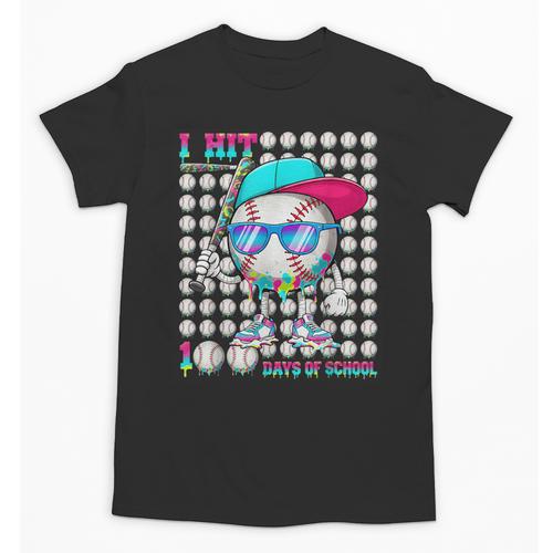 100 Days Of School Baseball Drip Ice Cream Boys Kids Unisex T-Shirt - Sportilla