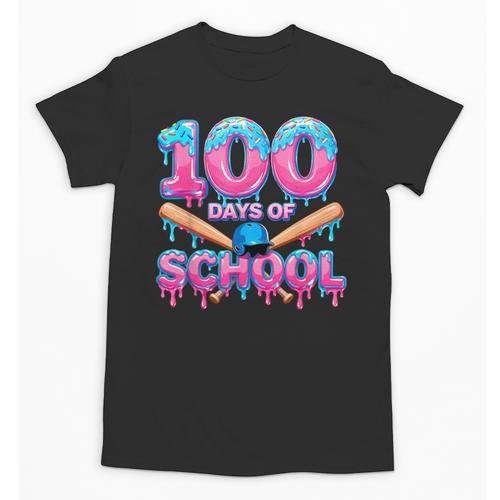 100 Days Of School Baseball Dripping Ice Cream 100th Day Unisex T-Shirt - Sportilla