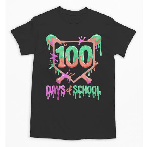100 Days Of School Baseball Ice Cream Drip 100th Day Player Unisex T-Shirt - Sportilla
