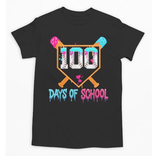 100 Days Of School Baseball Ice Cream Drip 100th Day School Unisex T-Shirt - Sportilla