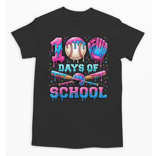 100 Days Of School Baseball Sports Drip Graphic Unisex T-Shirt - Sportilla