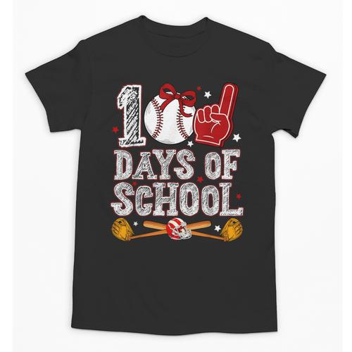 100 Days Of School Cute Bow Baseball Boy Girl Teacher Unisex T-Shirt - Sportilla