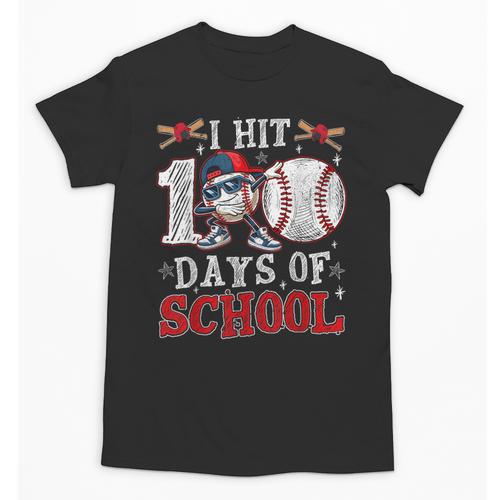 100 Days Of School Dabbing Baseball Hit Student Kids Boys Unisex T-Shirt - Sportilla