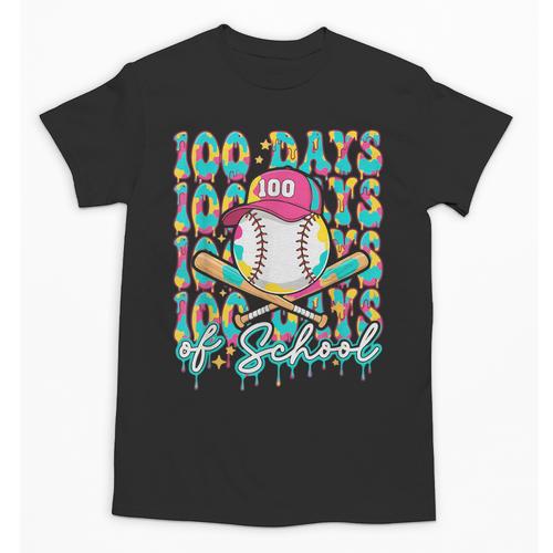 100 Days Of School Drip Baseball 100th Day Baseball School Unisex T-Shirt - Sportilla
