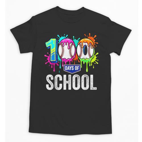 100 Days Of School Dripping Baseball Boys Kids Teacher Unisex T-Shirt - Sportilla