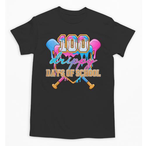 100 Drippy Days Of School Baseball Ice Cream Drip Boys Kids Unisex T-Shirt - Sportilla