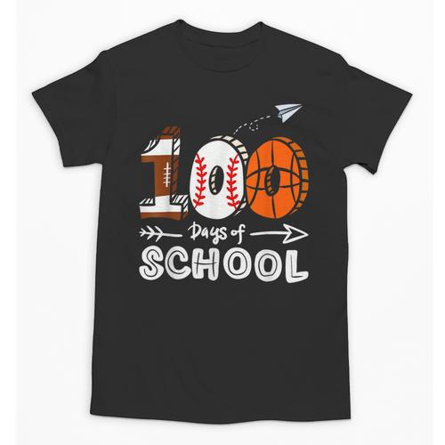 100th Day Of School Basketball Baseball Football Kids Boys Unisex T-Shirt - Sportilla