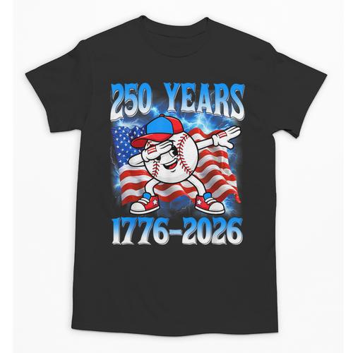 250 Years 1776 2026 250th Baseball American Flag 4th Of July Unisex T-Shirt - Sportilla