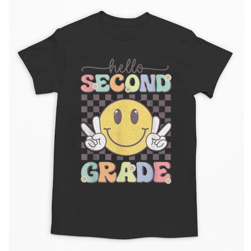2nd Grade Team Back To School Hello Second Grade Smile Face Unisex T-Shirt - Savourry