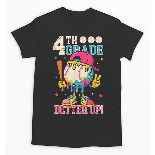 4th Grade Back To School Baseball Drip Ice Cream Game On Unisex T-Shirt - Savourry