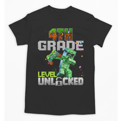 4th Grade Level Unlocked Back To School Pixel Game Unisex T-Shirt - Savourry