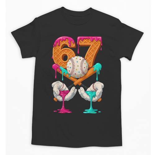 6 7 Ice Cream Drip Baseball Number 67 Player Boy Girl Kids Unisex T-Shirt - Sportilla