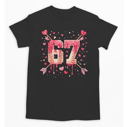 6 7 Melting Number Arrow Baseball Drip Valentine's Day Unisex T-Shirt - Sportilla